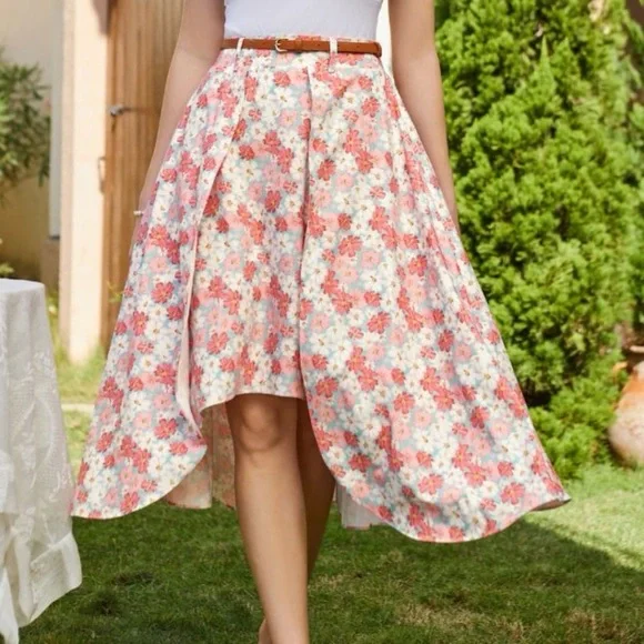 NEW! Belle Poque High Low A Line Skirts Vintage High Waisted Midi Flowy Skirt